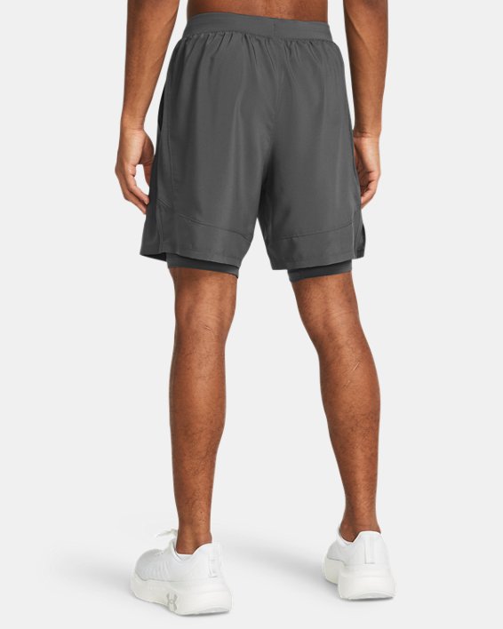 Men's UA Launch 2-in-1 7" Shorts, Gray, pdpMainDesktop image number 1